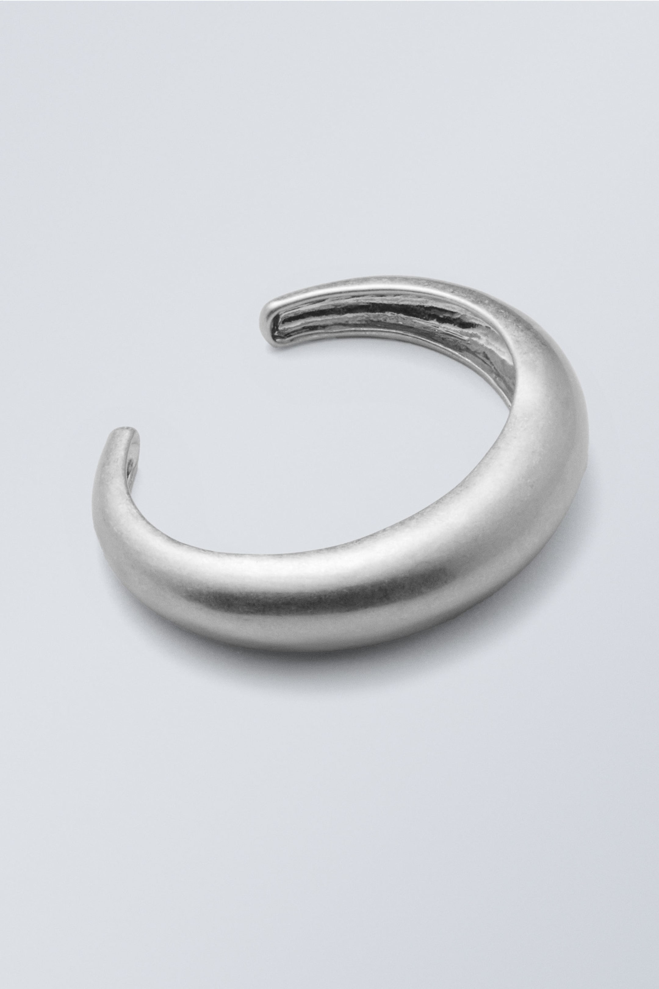 Silver - Bold Metal Bangle - 0