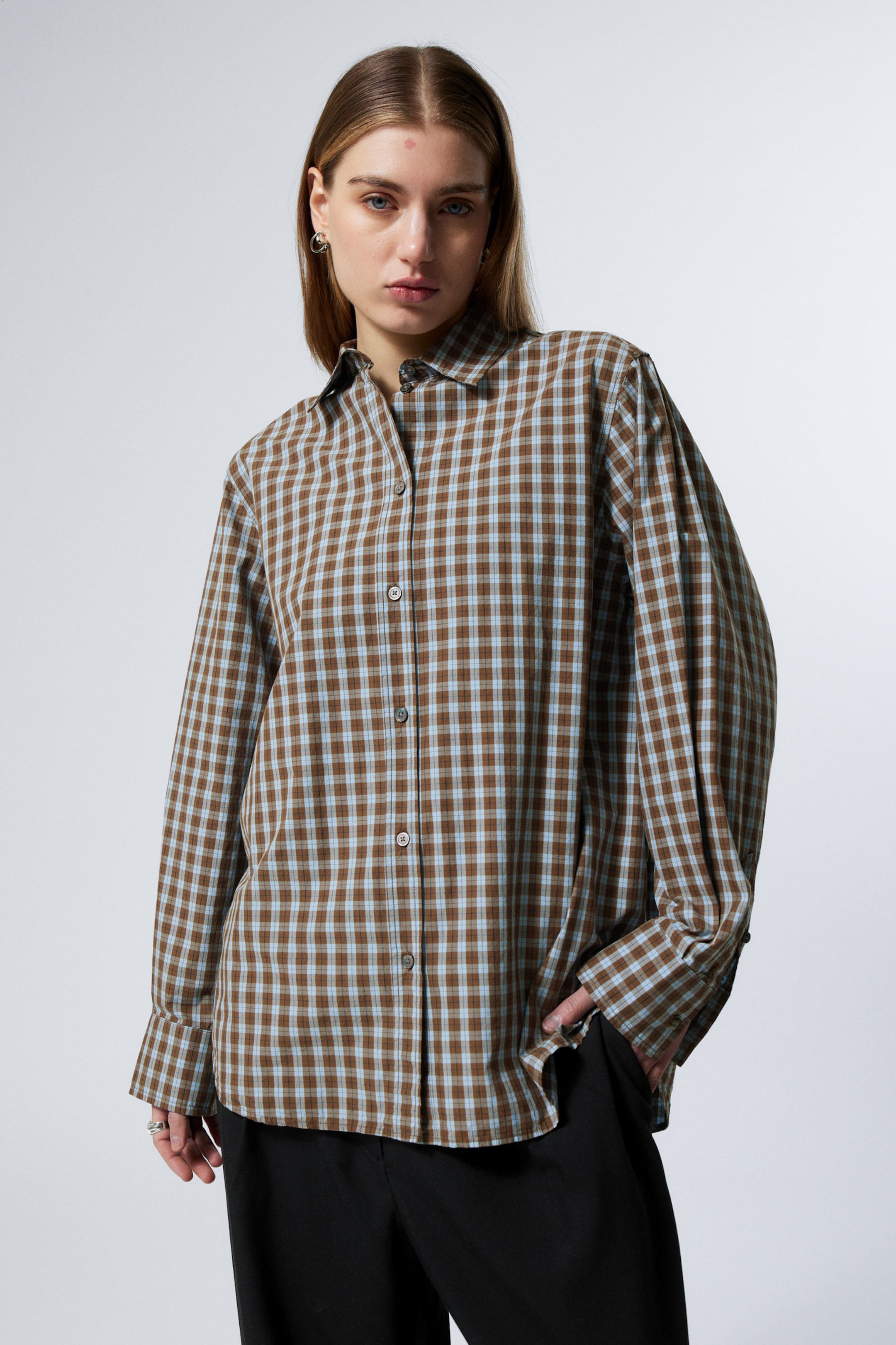 Brown Medium Dusty - Regular Poplin Shirt - 0