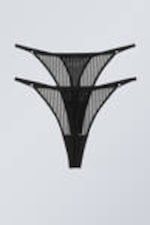 Black Stripe - 2-pack Zelda Lace Thong - 1