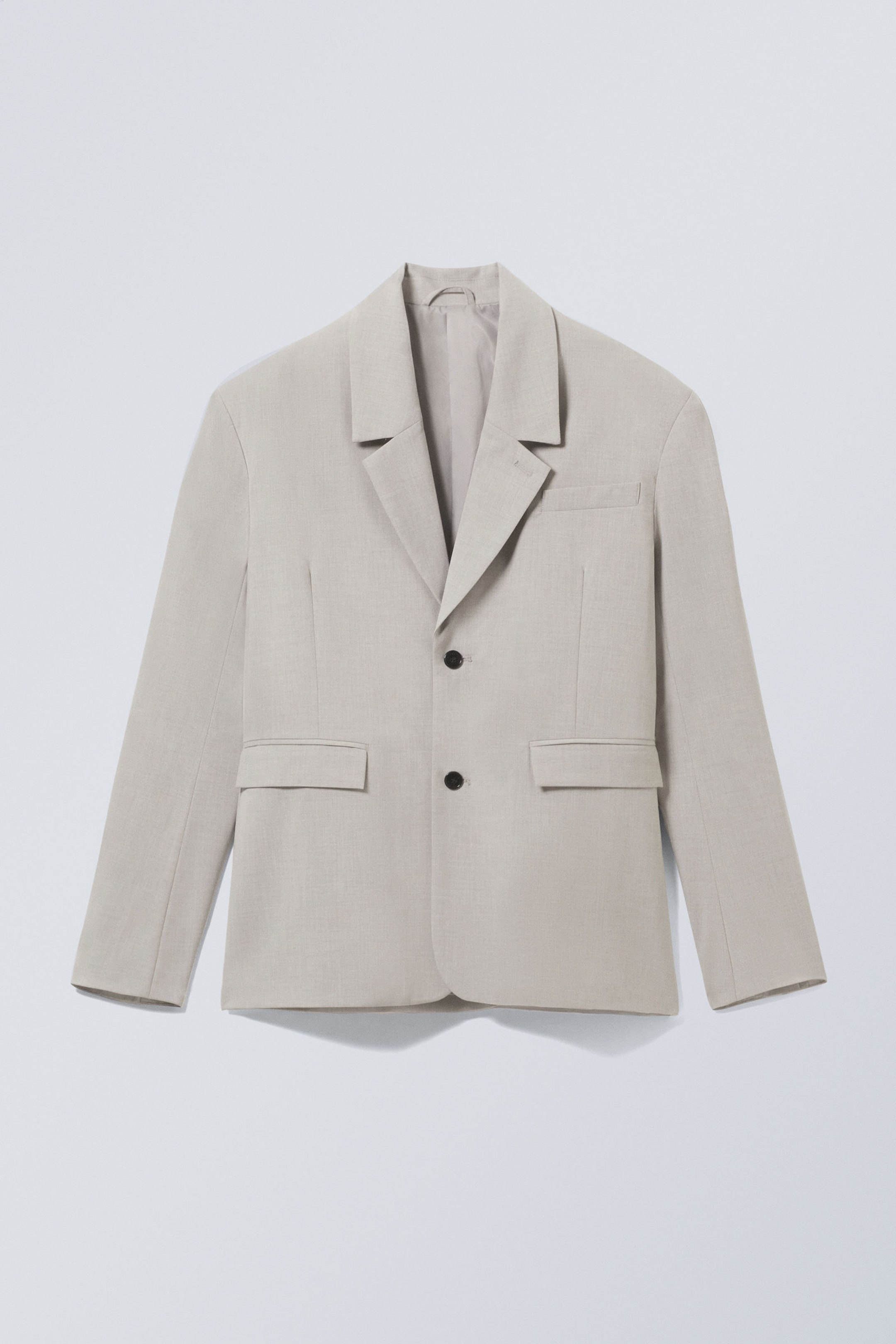 Zacht lichtbeige - Oversized blazer met enkele rij knopen - 3