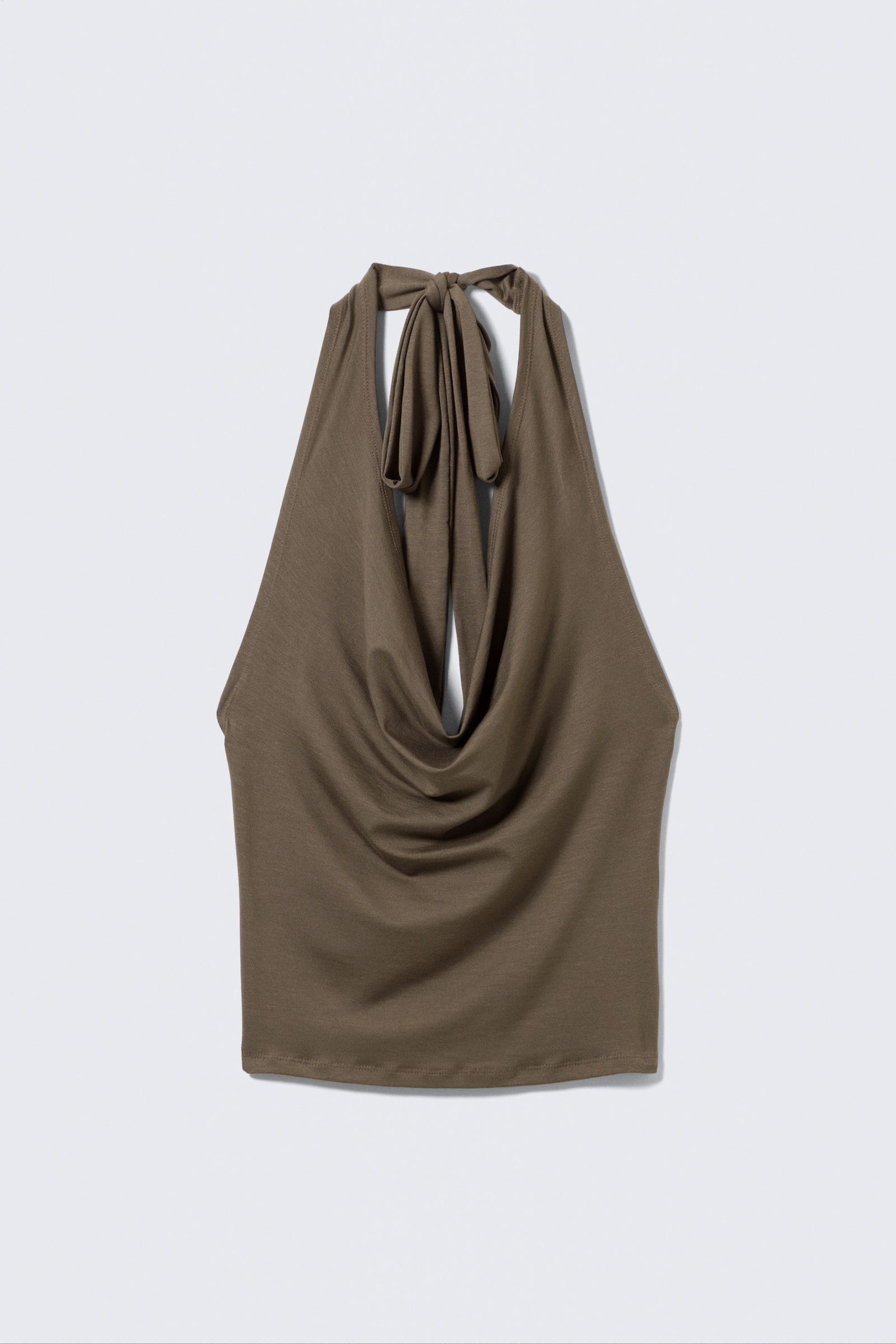 #6C655F - Waterfall Drape Halter Top - 1