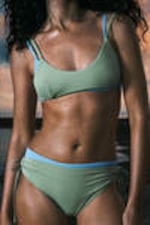 Light Dusty Green - Strappy Side Tie Bikini Bottoms - 1