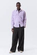 Lilac - Loose Long-Sleeved Cotton Twill Shirt - 1