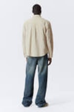 Light Beige - Loose Long-Sleeved Cotton Twill Shirt - 3