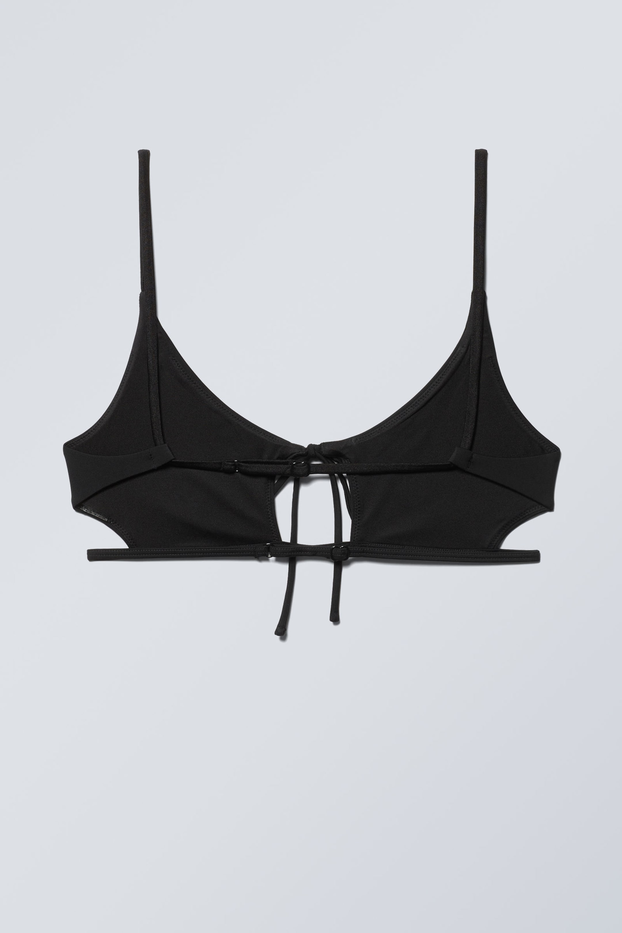 Black - Strappy Tie Bikini Top - 1