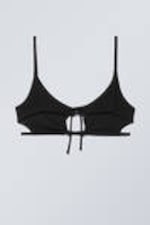 Black - Strappy Tie Bikini Top - 1