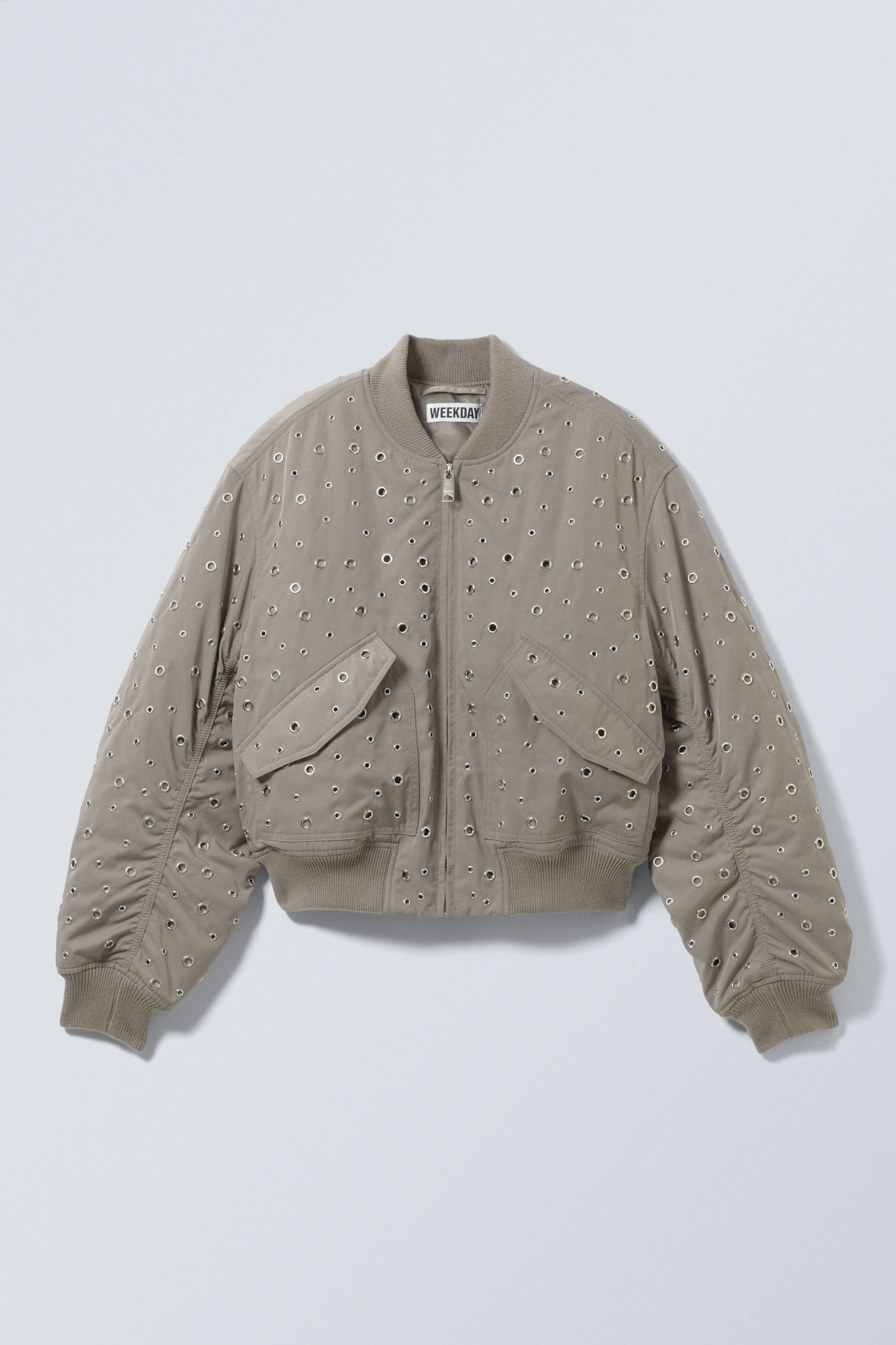 Dusty Mole - Cropped Eyelet Bomber Jacket - 4