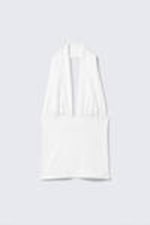 White - Deep Halterneck Top - 2