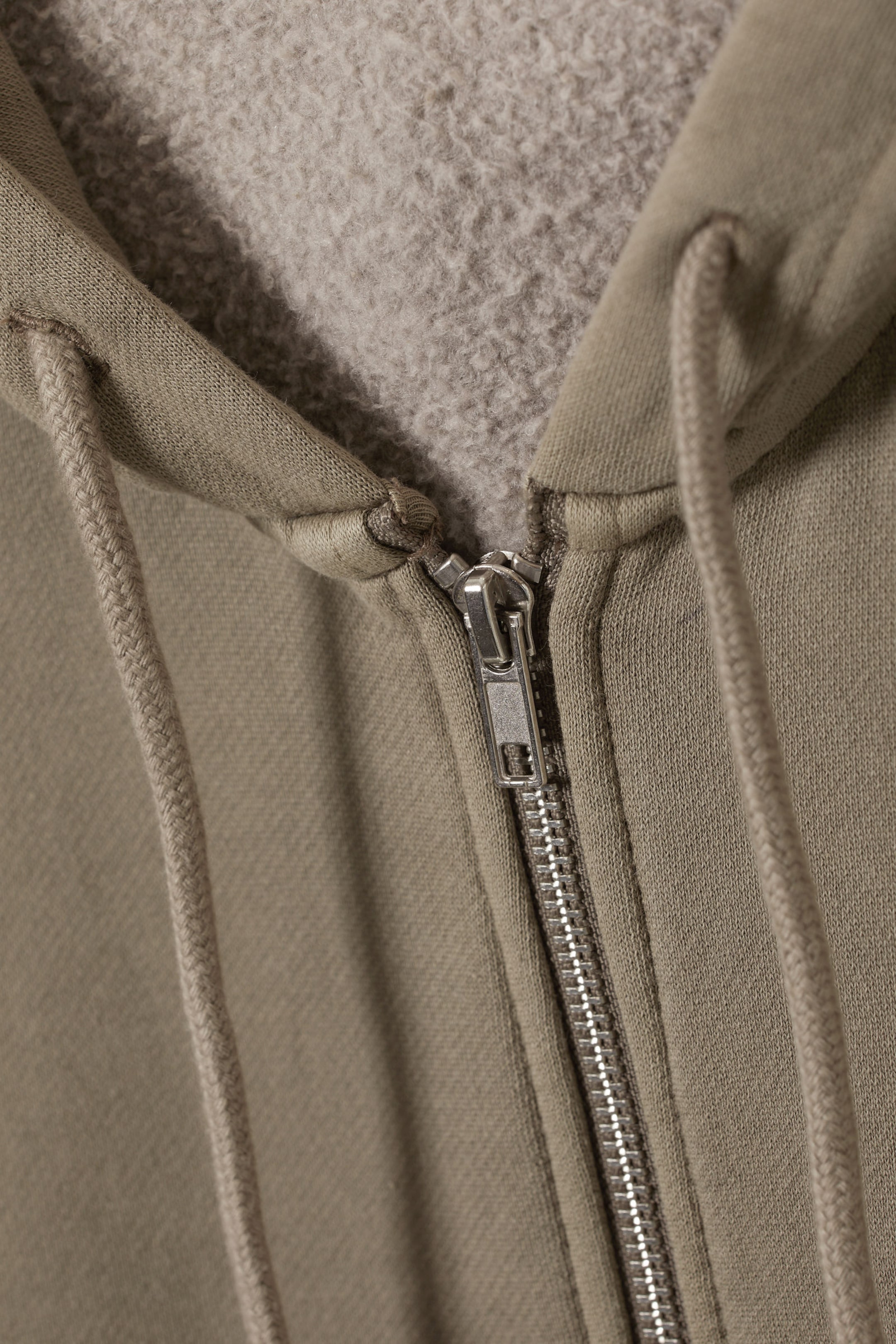 Dunkles Taupe - Kastiger, schwerer Hoodie mit Reißverschluss - 1