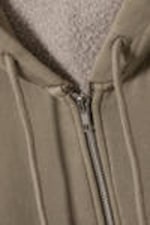 Dunkles Taupe - Kastiger, schwerer Hoodie mit Reißverschluss - 1