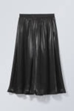 Black - Kelly Sheer Ruched Midi Skirt - 0