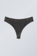 Bleach Washed Black - Miley Washed Cotton Thong - 0