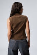 Medium Brown - Slim Zip Vest Top - 3