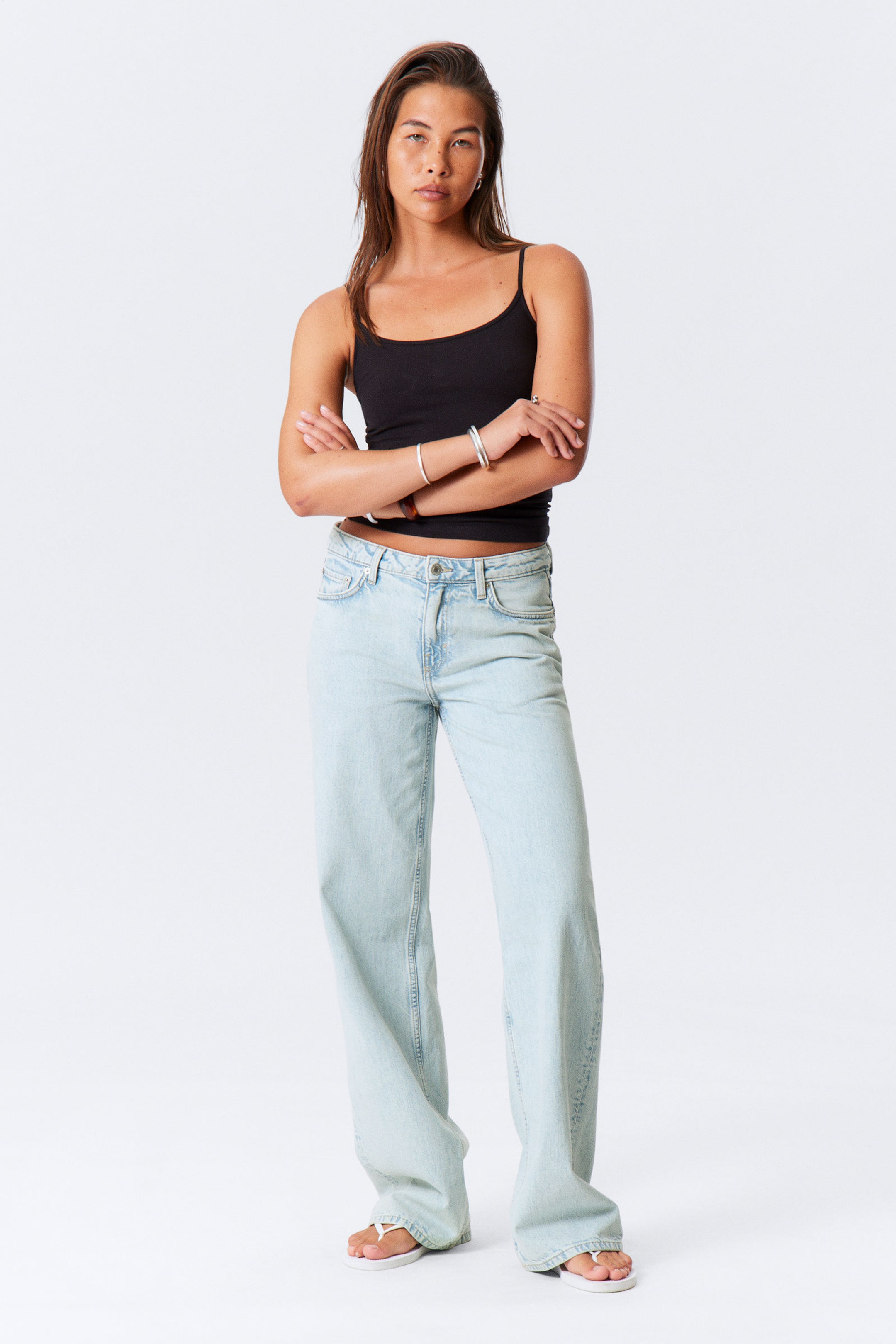 #8898AC - Ample Low Rise Loose Wide Leg Jeans - 1