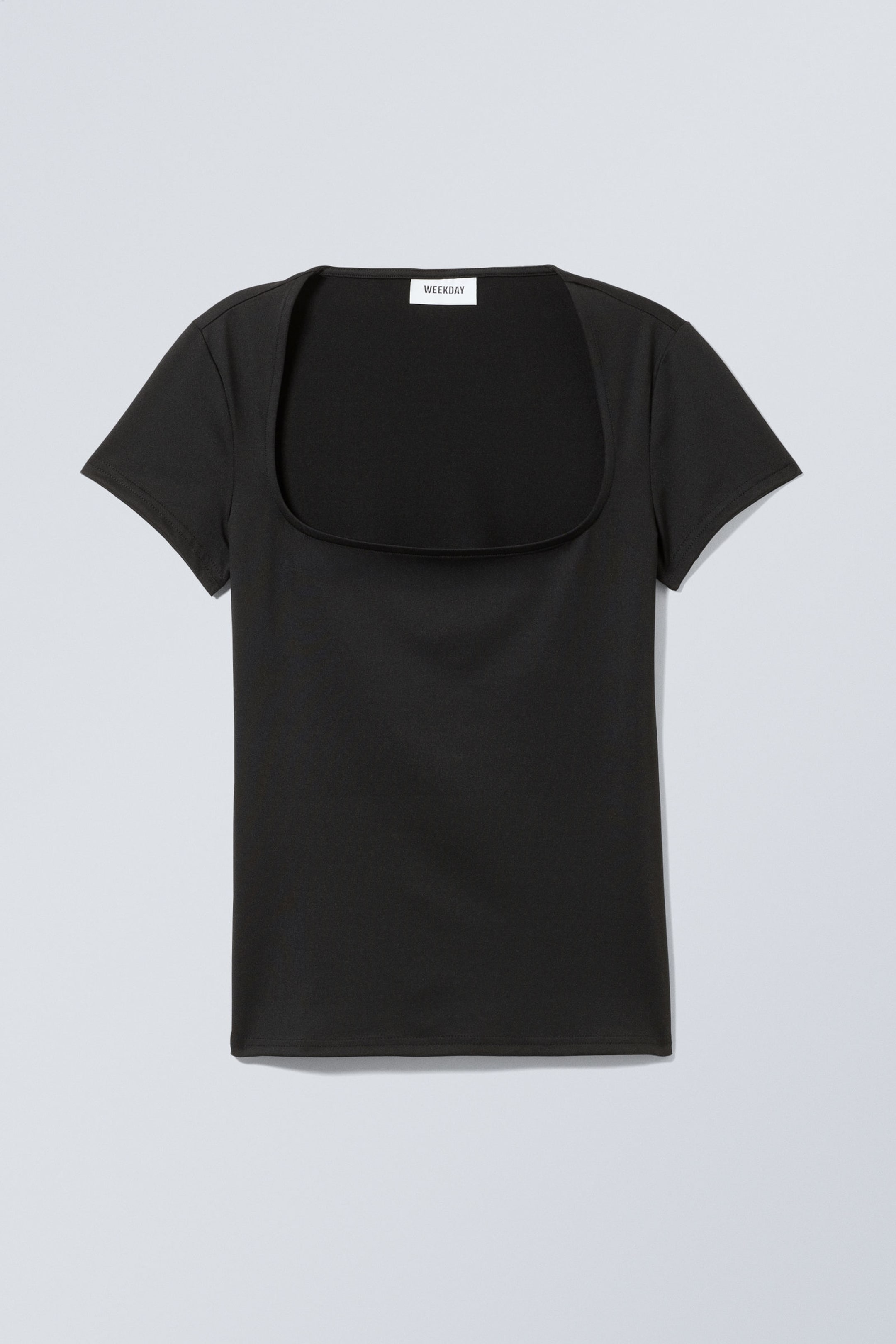 Black - Open Neck T-shirt - 0