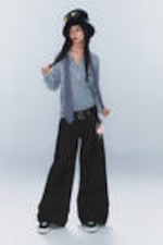 Waschung "Extra Black" - Poser – Weite Jeans mit normaler Taille - 0