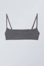 Dark Grey - Towelling Scoop Neck Bikini Top - 0