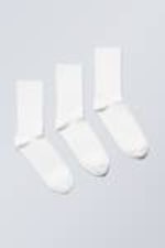 White - 3-pack Selma Socks - 0