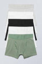 Zwart/grijs/groen/wit - 5-pack boxershorts - 0