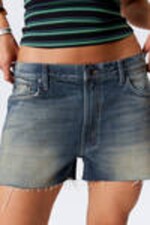 Baltic Blue - Dunkelblau - Duchess Low Rise Distressed Mini Denim Shorts - 1