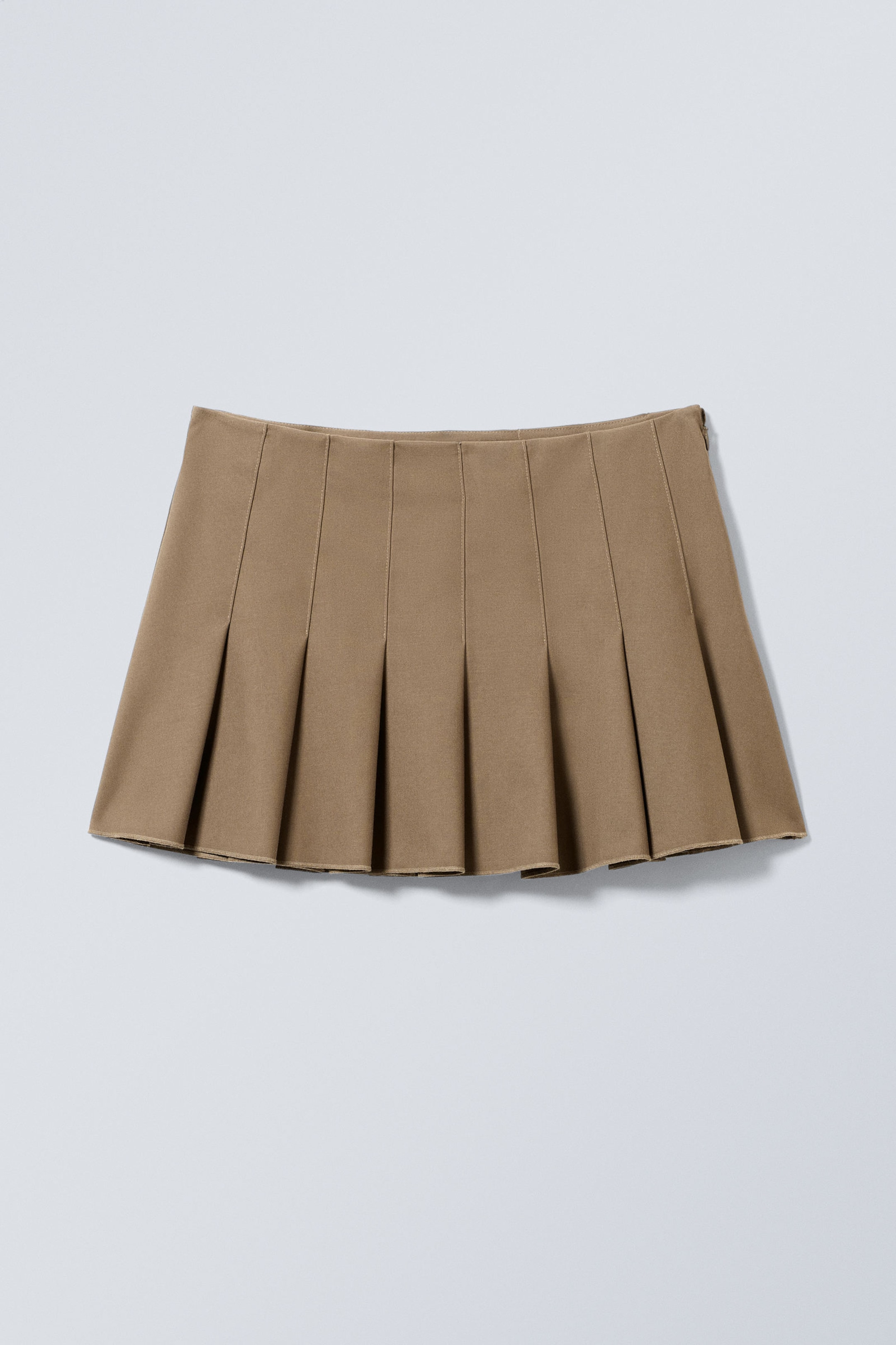 Dark Beige - Short Pleated Mini Skirt - 2