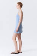 Hellblau - Mini-Slipdress mit Trägern - 2
