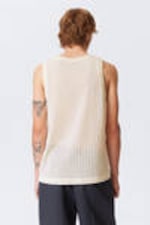 Light Beige - Loose Fit Rib-Knitted Tank Top - 2