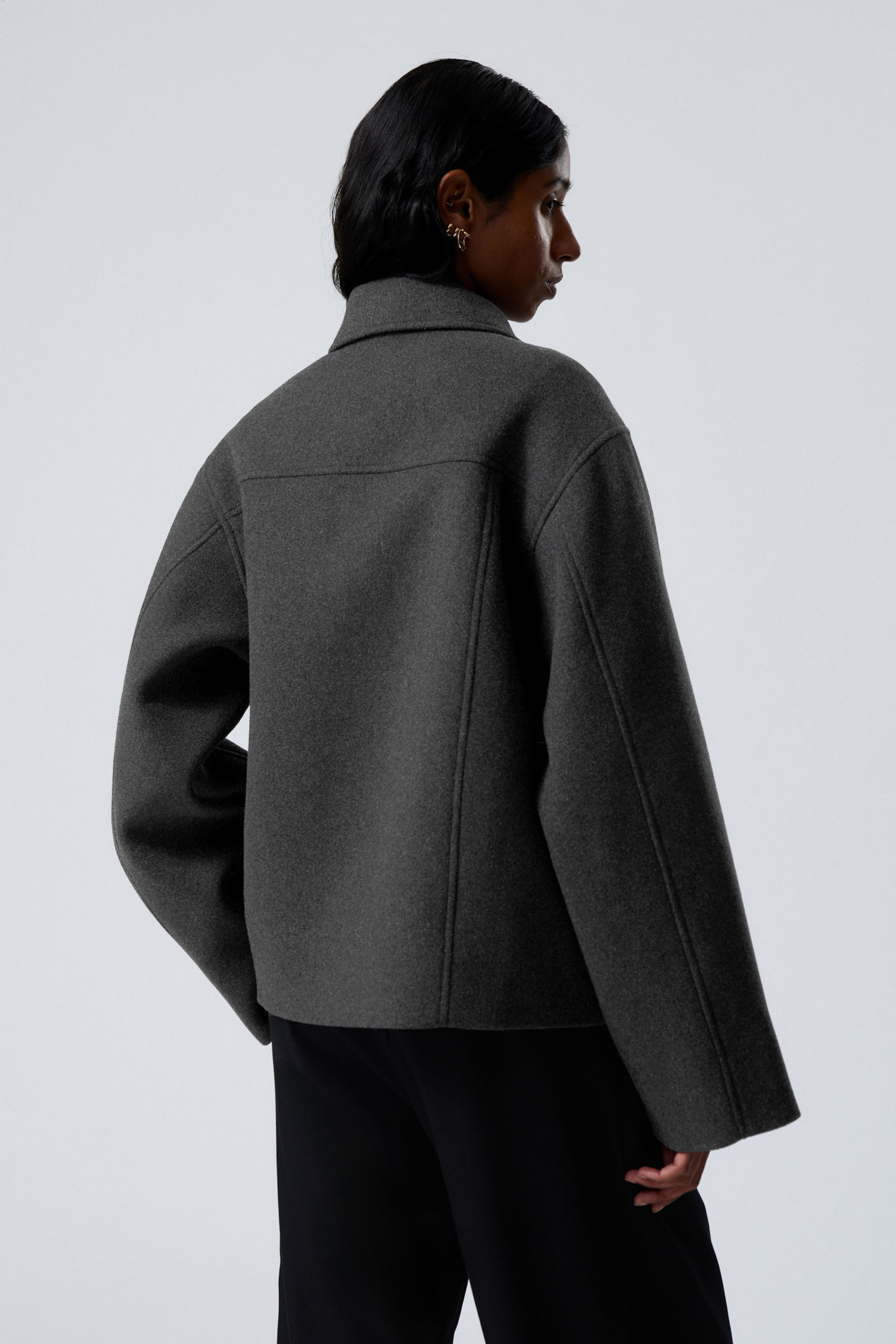 Short grey wool coat online