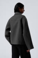 Dark Grey Melange - Short Wool Blend Jacket - 3