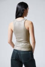 Metallic Beige - Metallic Coated Tank Top - 3