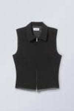 Black - Slim Zip Vest Top - 3