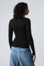 Black - Tea Sheer Long Sleeve Top - 2