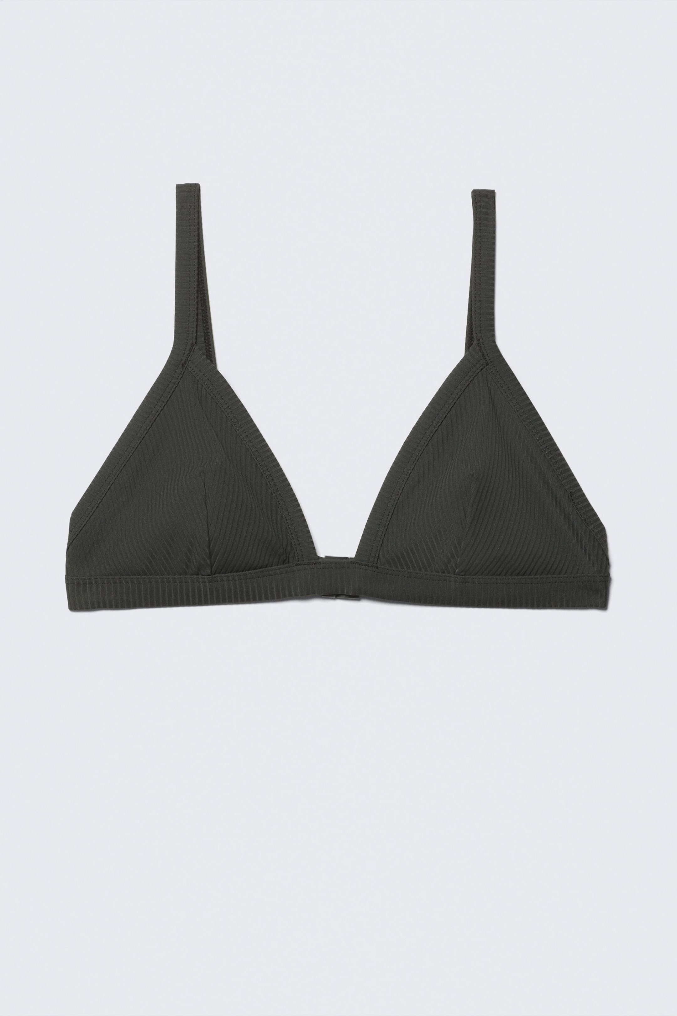 Dark Grey - Ribbed V-neck Bikini Top - 4