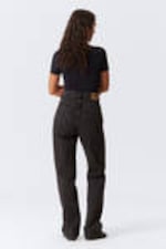 Echo Black - Black - Rowe Super High Waisted Regular Straight Leg Jeans - 4
