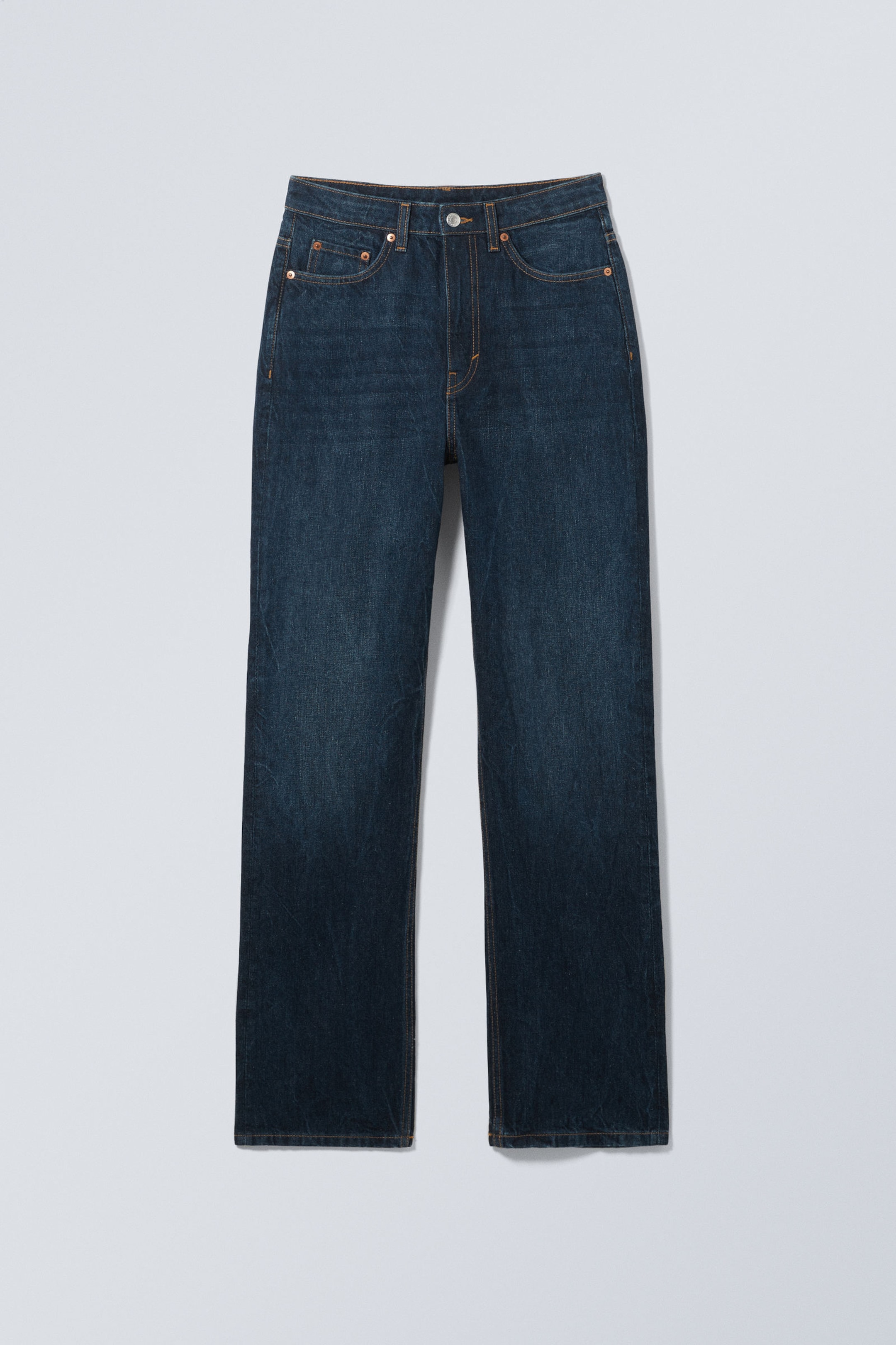 Compact Blue - Dark Blue - Rowe Super High Waisted Regular Straight Leg Jeans - 2