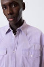Lilac - Loose Long-Sleeved Cotton Twill Shirt - 2