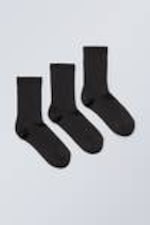 Black - 3-pack Lova Shiny Socks - 0