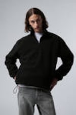 Zwart - Fleece sweatshirt met halve rits - 0