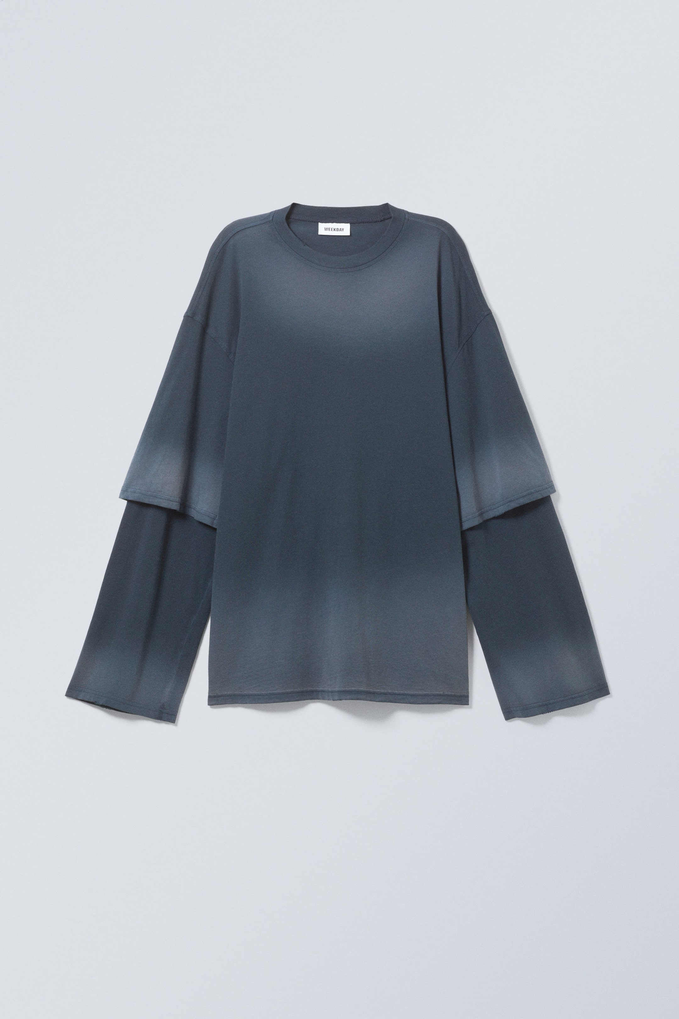 Faded Dark Blue - Oversized Double Dyed Longsleeve Top - 1