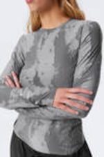 Grey Jacquard - Fitted Long-Sleeve Jacquard Top - 2