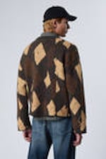 Dark Grey - Brown Argyle - Knitted Twisted Argyle Sweater - 3