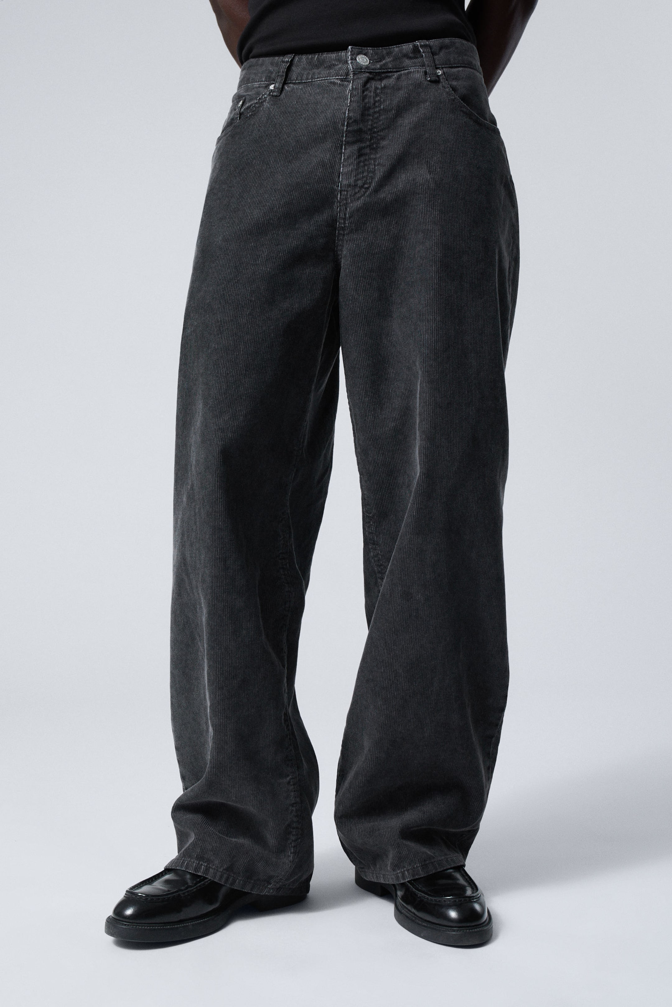 Washed Black - Astro Loose Baggy Corduroy Trousers - 2