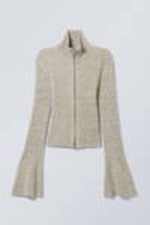 Dusty Beige - Knitted Zip Cardigan - 2