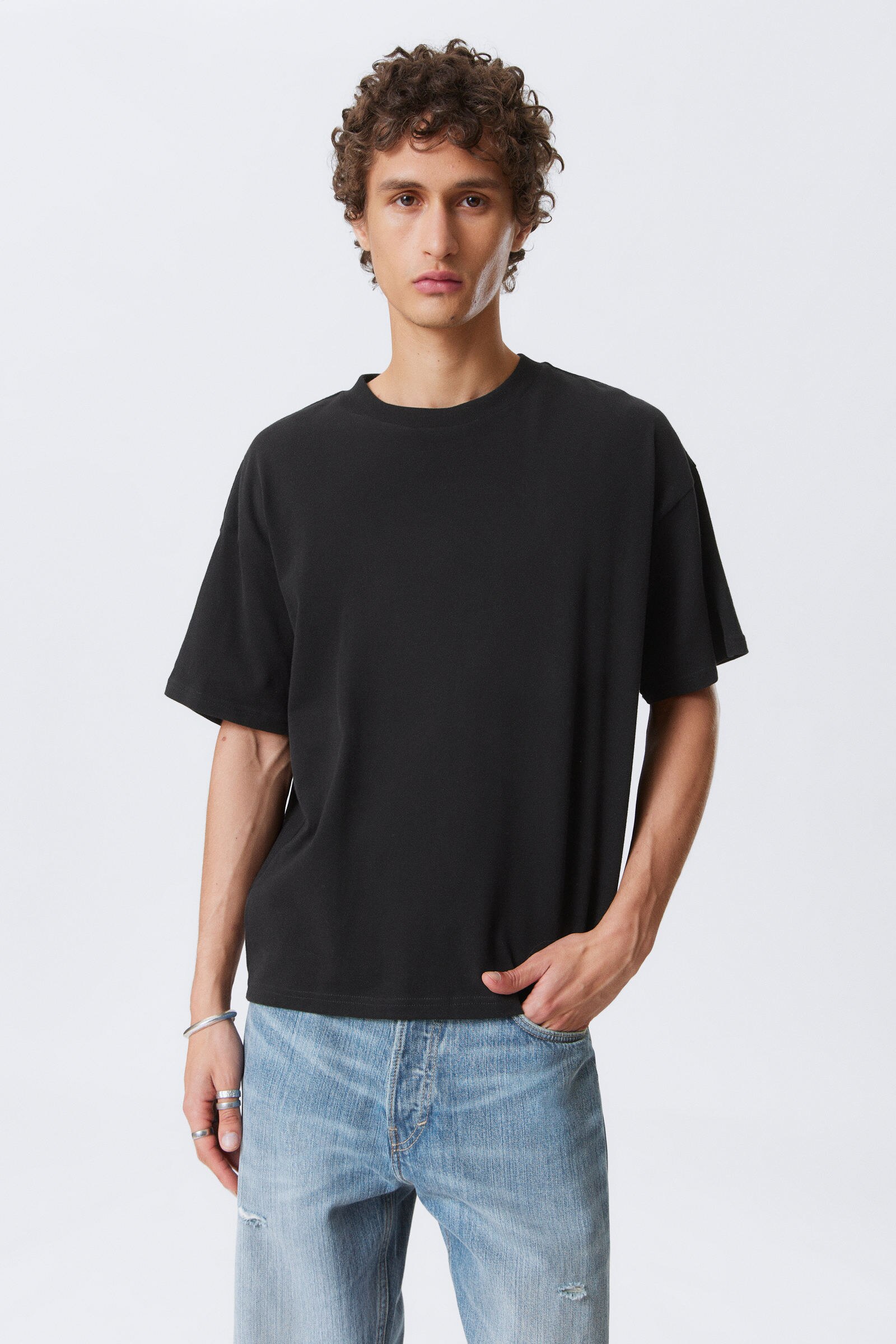 great boxy heavyweight t-shirt - Black | Weekday WW
