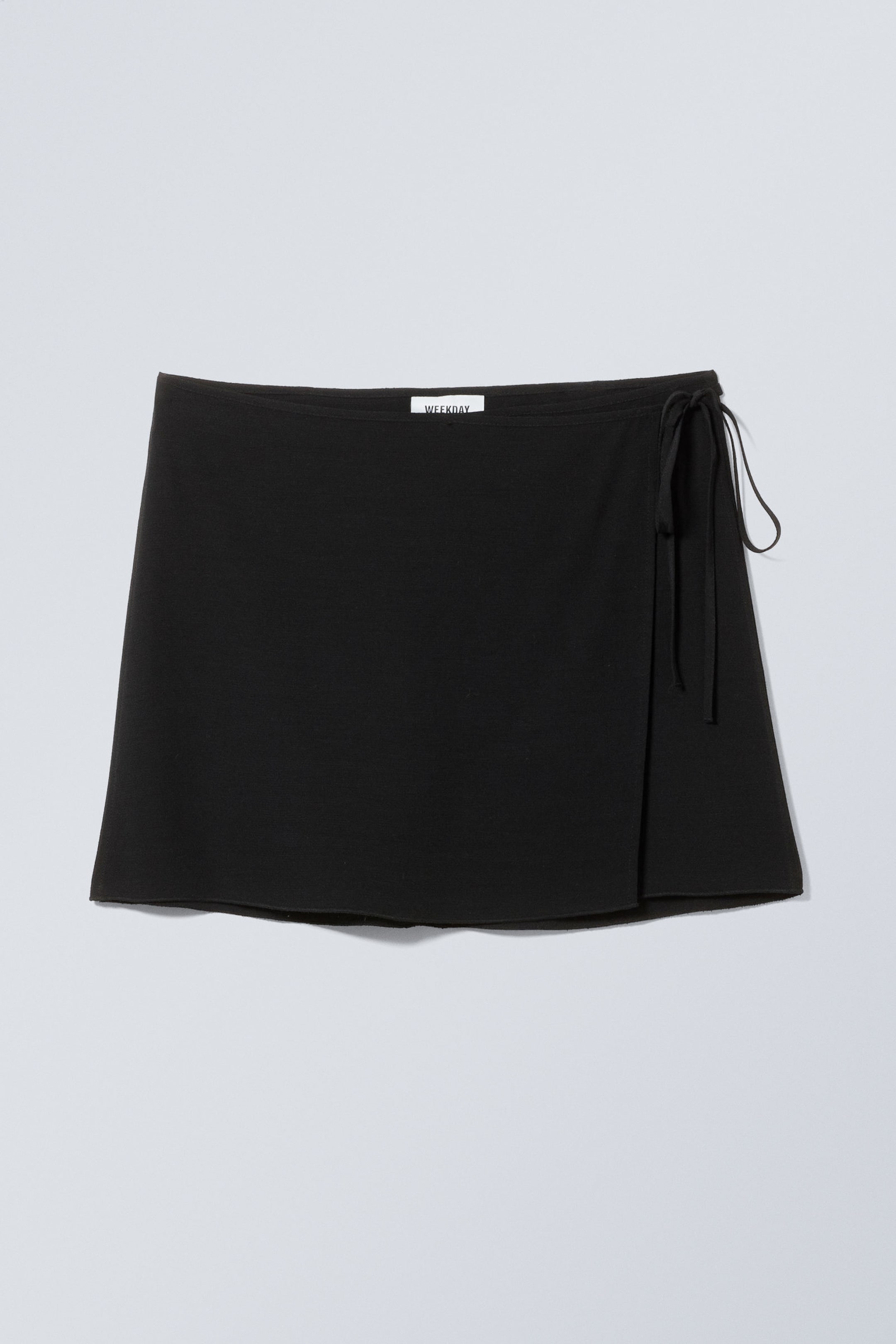 Black - Tailored Viscose Mini Wrap Skirt - 3