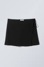 Black - Tailored Viscose Mini Wrap Skirt - 3