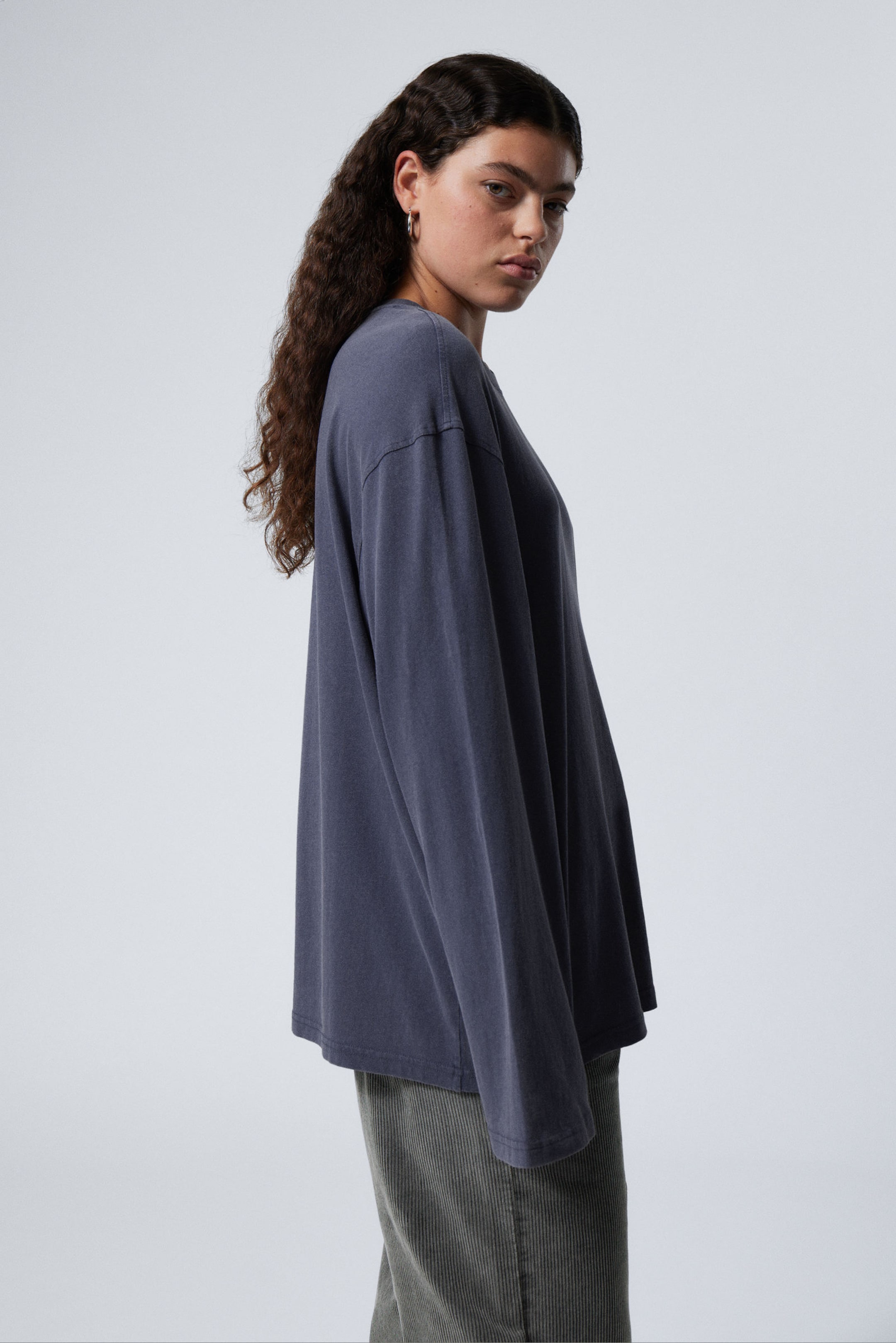 Dark Blue - Soft Oversized Long Sleeve Top - 3