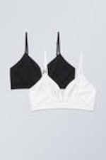 Black White - 2-pack Cat Soft Triangle Bra - 1