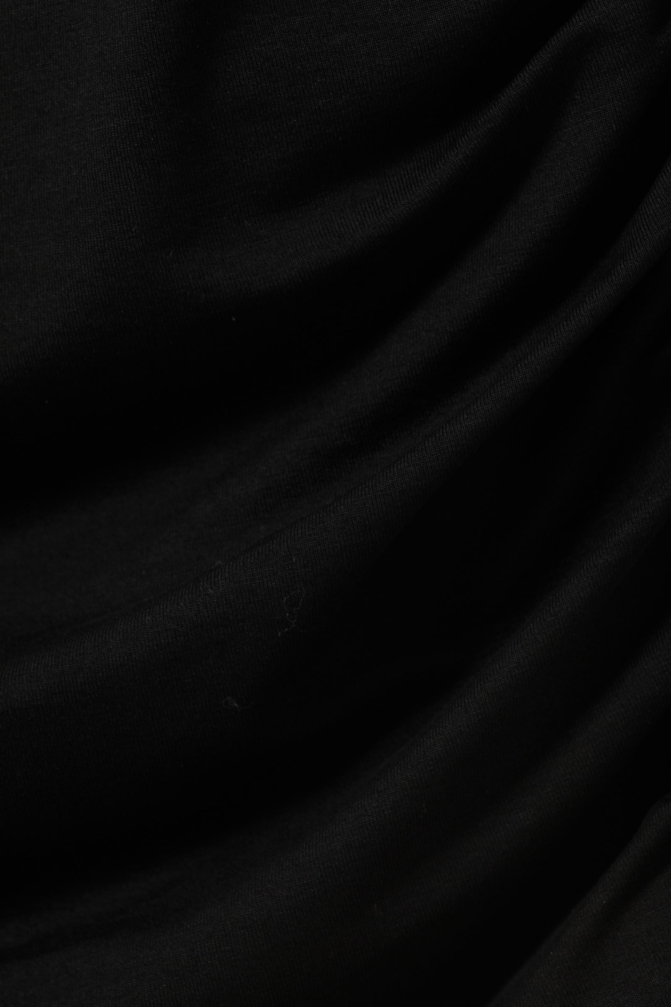 Schwarz - Drapiertes, asymmetrisches Langarm-Minikleid - 5