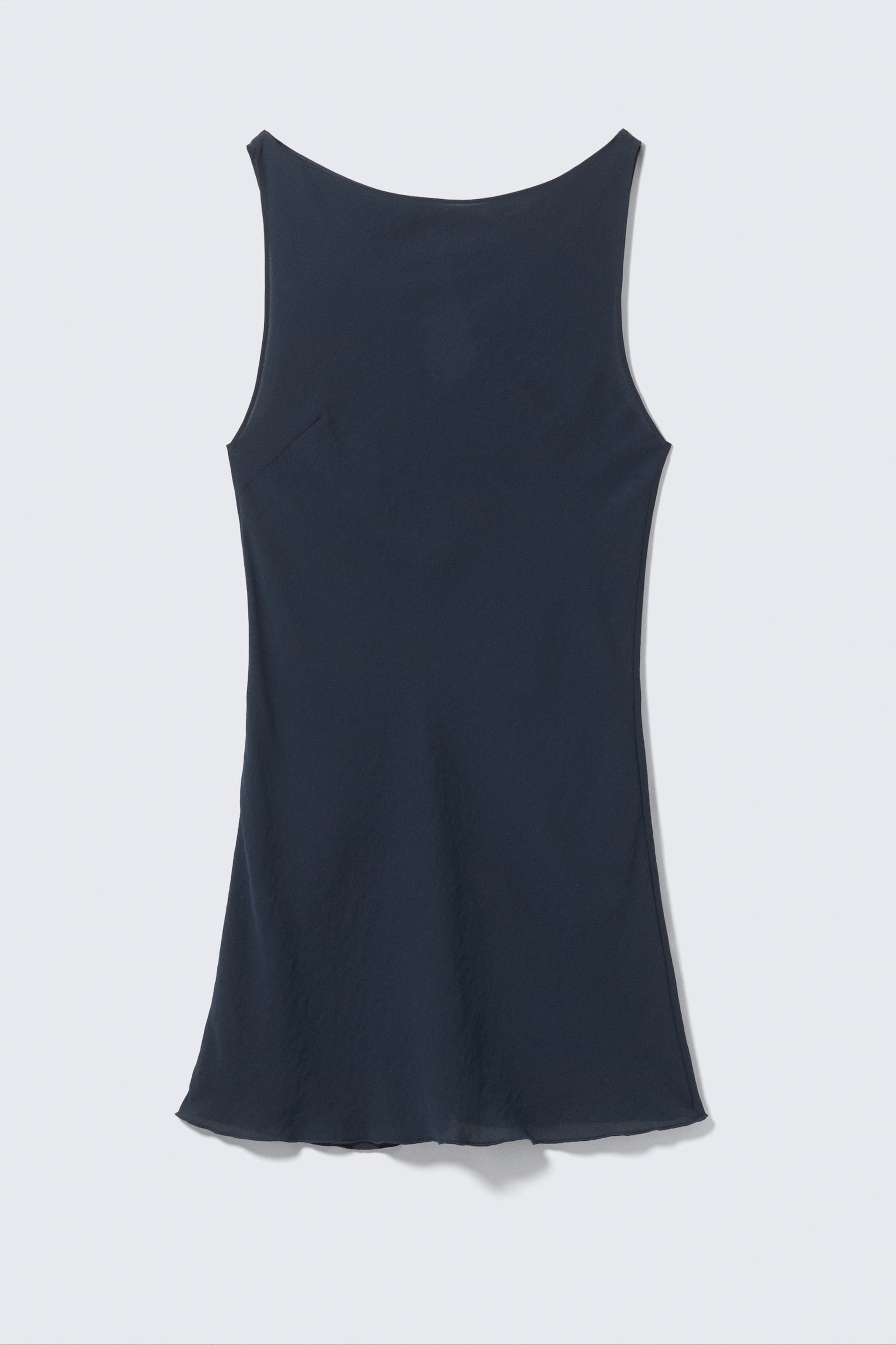 #3B3D4B - Sheer Sleeveless Boat-Neck Mini Dress - 1